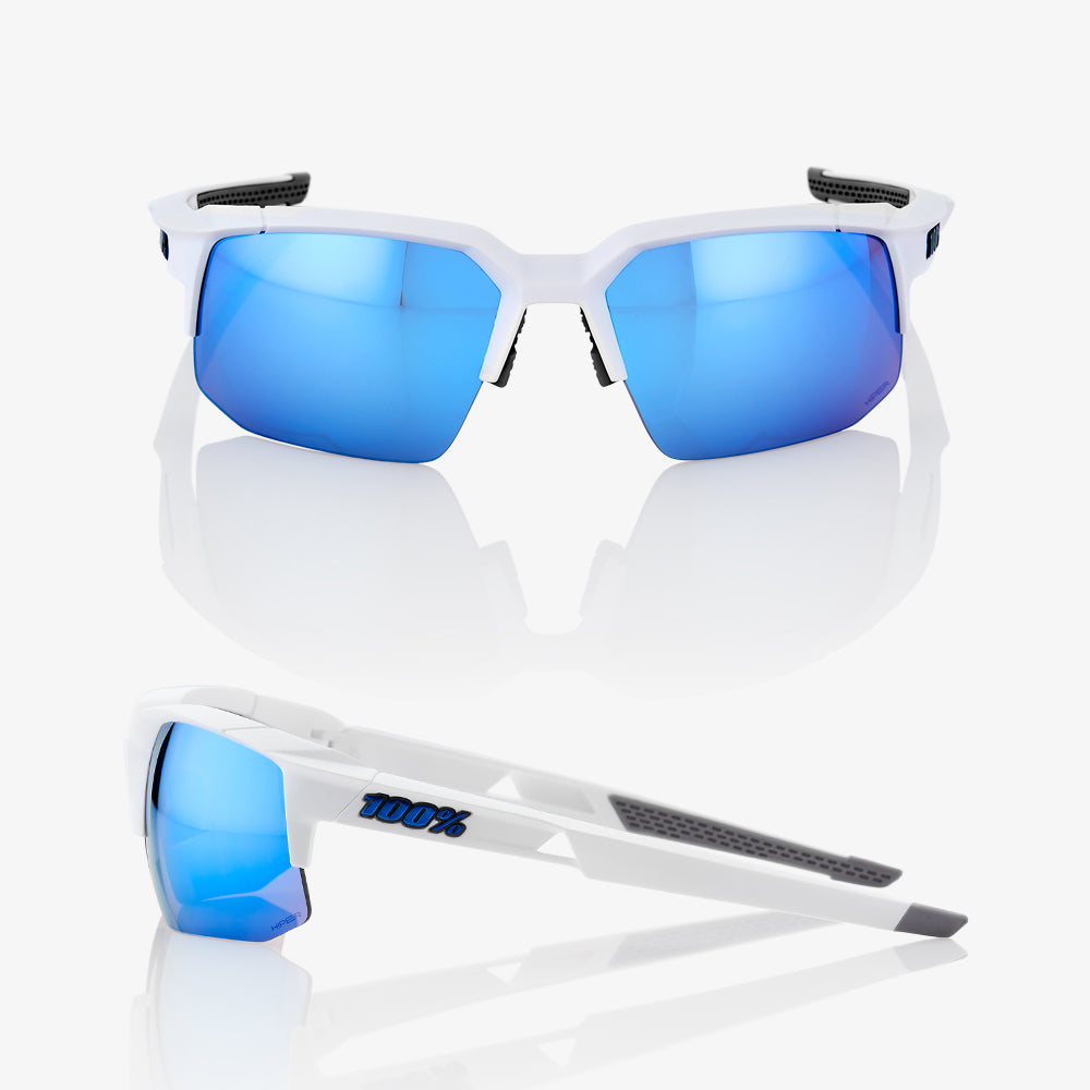 SPEEDCOUPE - Matte White - HiPER Blue Multilayer Mirror Lens - Secondary