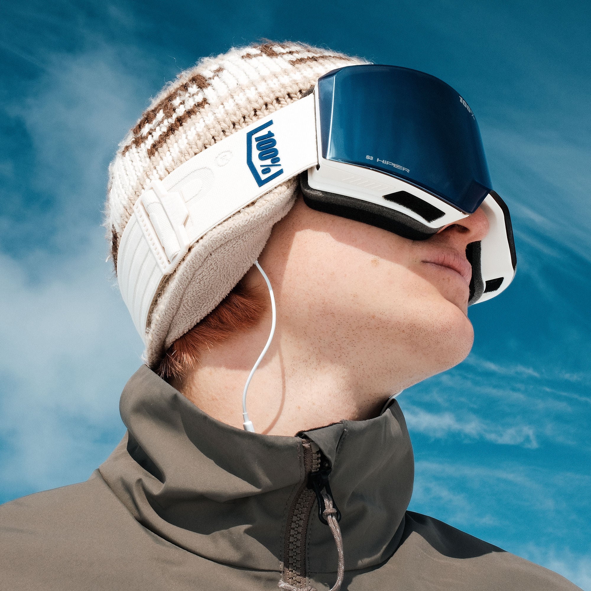 NORG Goggle Bone HiPER Blue Mirror Lens