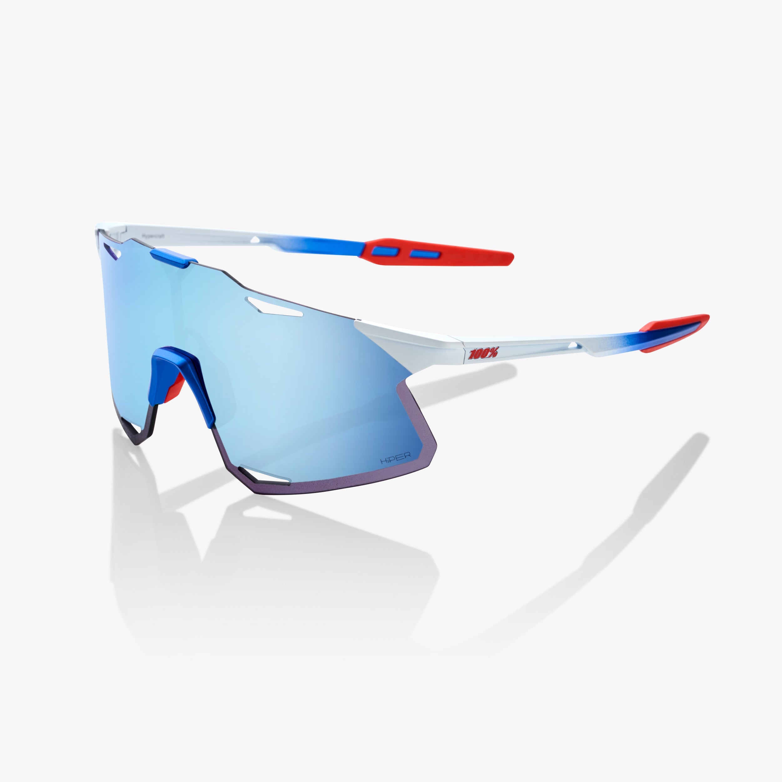 HYPERCRAFT® TotalEnergies Team Matte White/Metallic Blue - HiPER® Blue Multilayer Mirror Lens