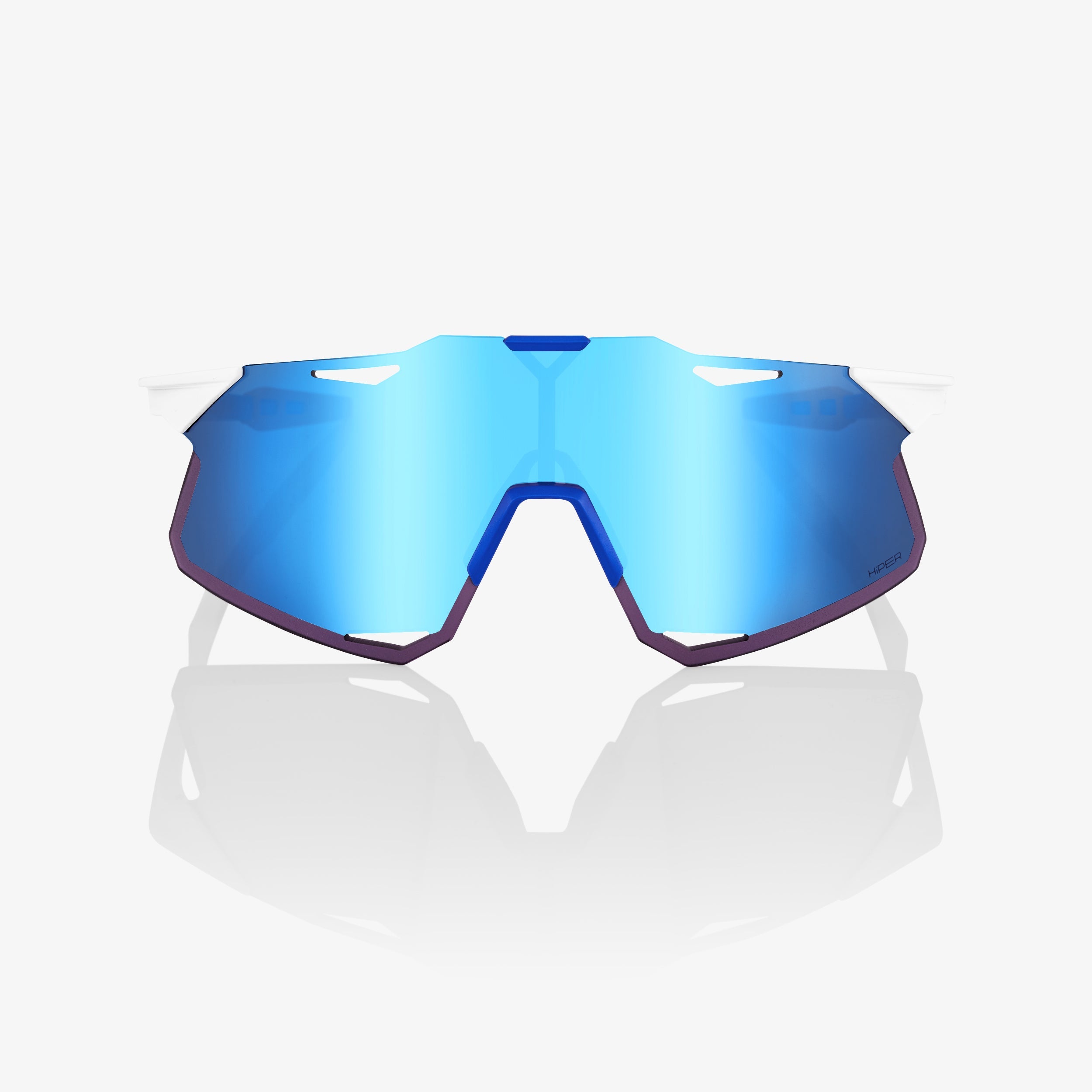 HYPERCRAFT® TotalEnergies Team Matte White / Metallic Blue - HiPER® Blue Multilayer Mirror Lens