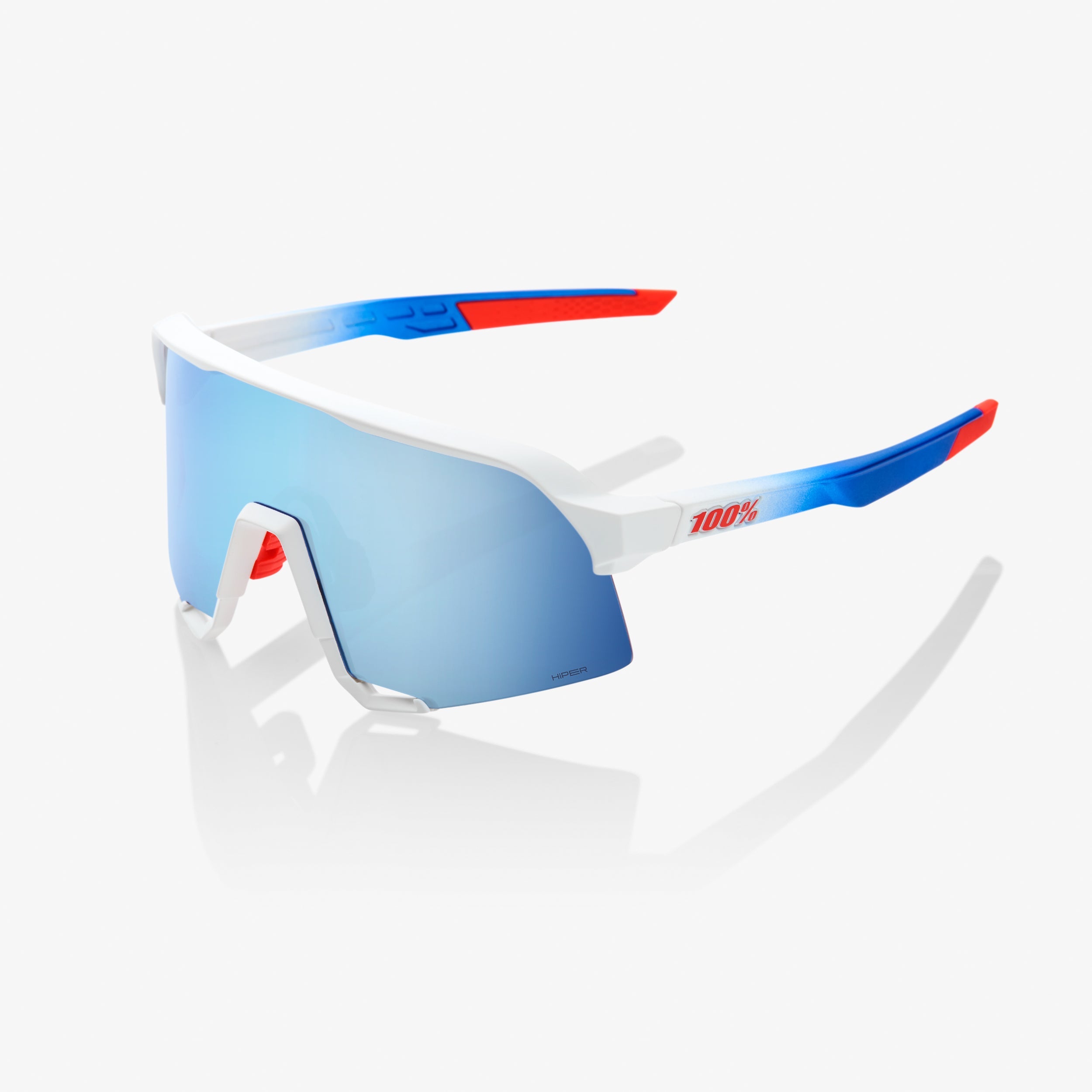 S3® TotalEnergies Team Matte White/Metallic Blue - HiPER® Blue Multilayer Mirror Lens