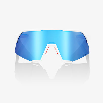 S3® TotalEnergies Team Matte White/Metallic Blue - HiPER® Blue Multilayer Mirror Lens