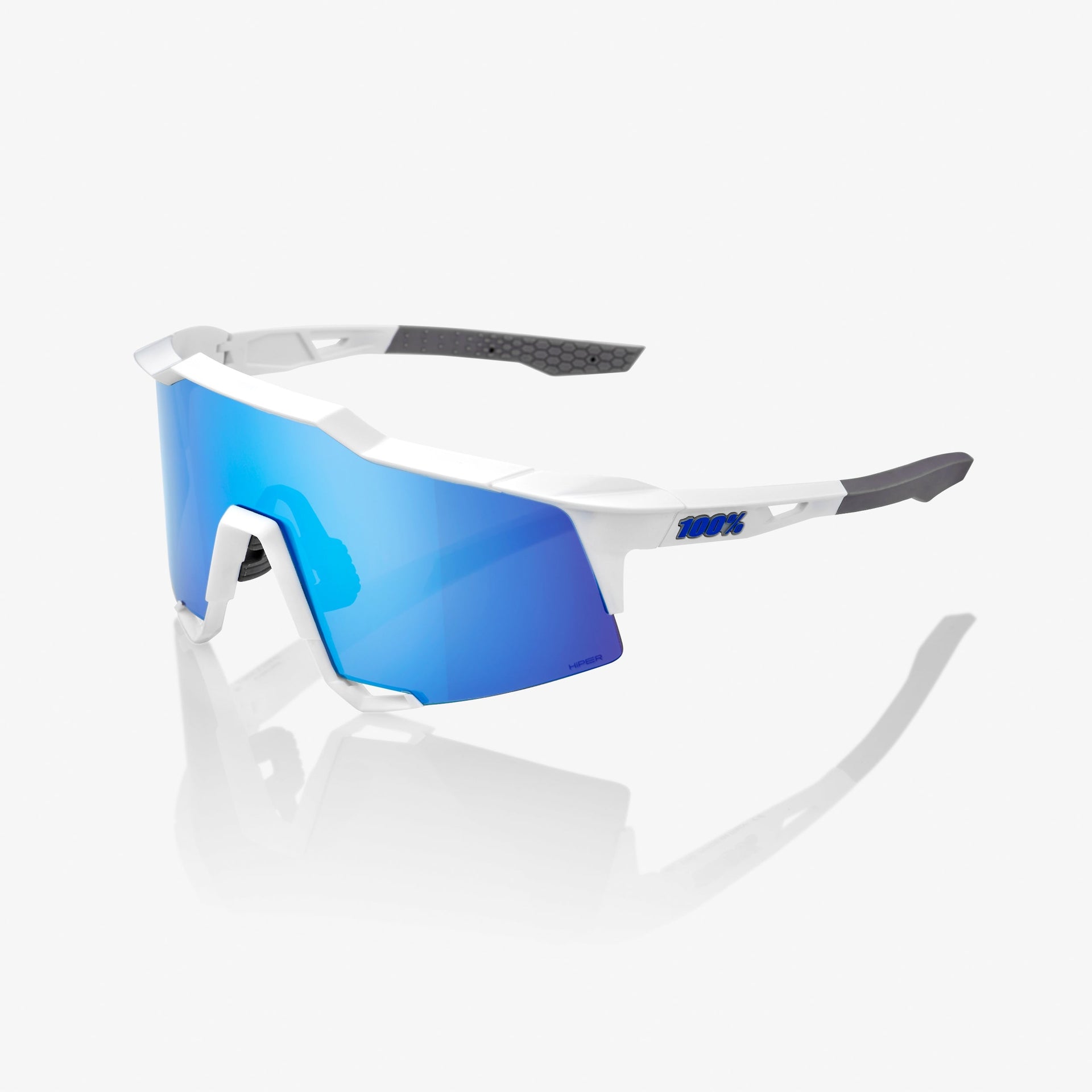 SPEEDCRAFT - Matte White - HiPER Blue Multilayer Mirror Lens – 100 