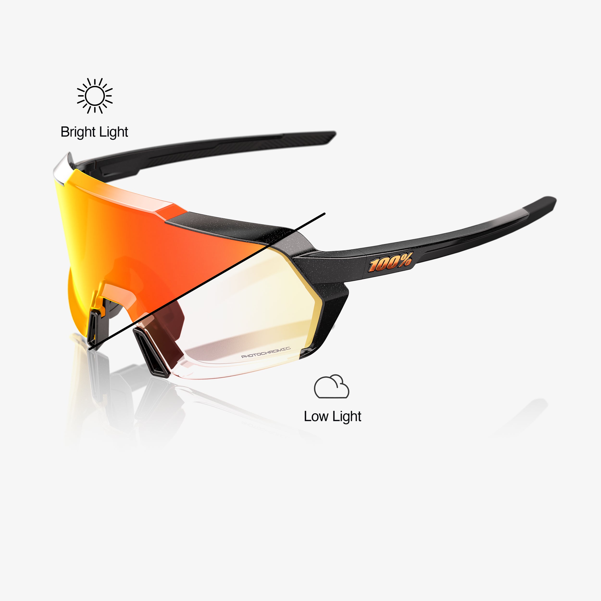 KORBIN - Gloss Metallic Black - Orange Flash Mirror Photochromic