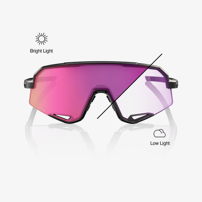 SLENDALE - Noir brillant - Verres photochromiques violet miroir