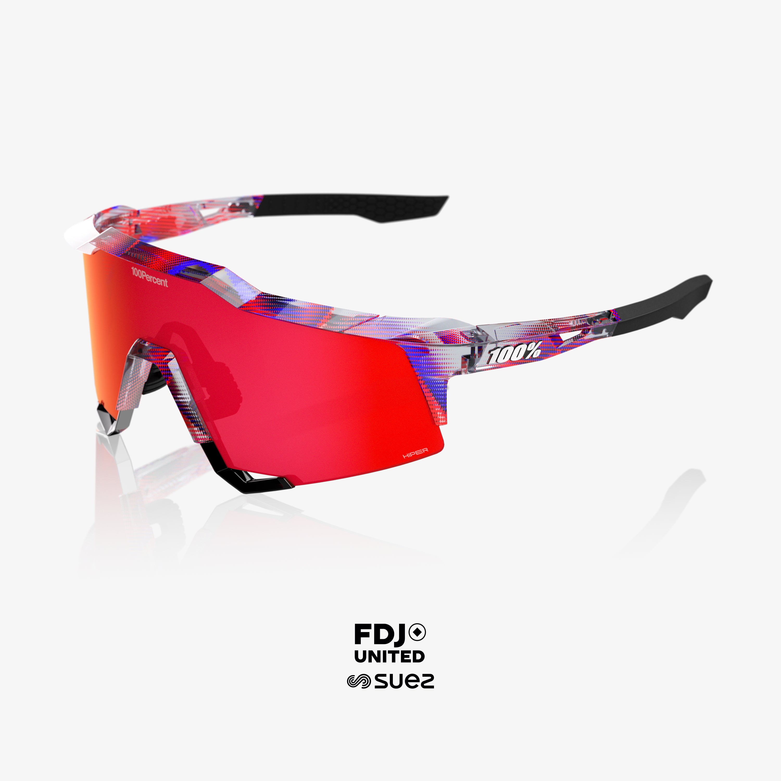 SPEEDCRAFT FDJ, glänzend-transluzent, rot/blau, HiPER Red, verspiegelte Gläser